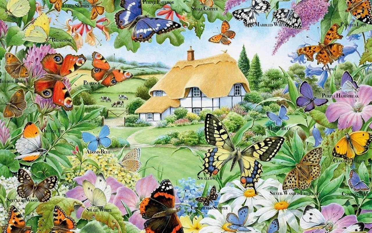 Butterflies in the Garden Wallpaper