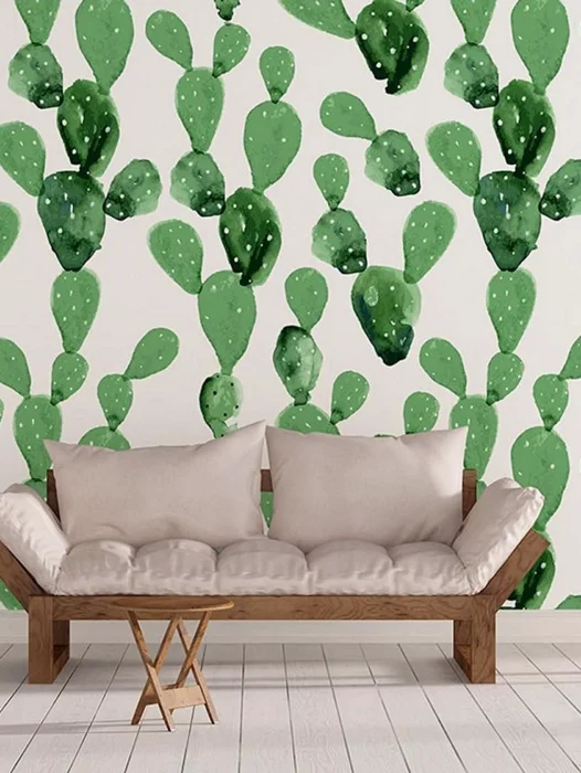 Cactus Theme Wall Wallpaper