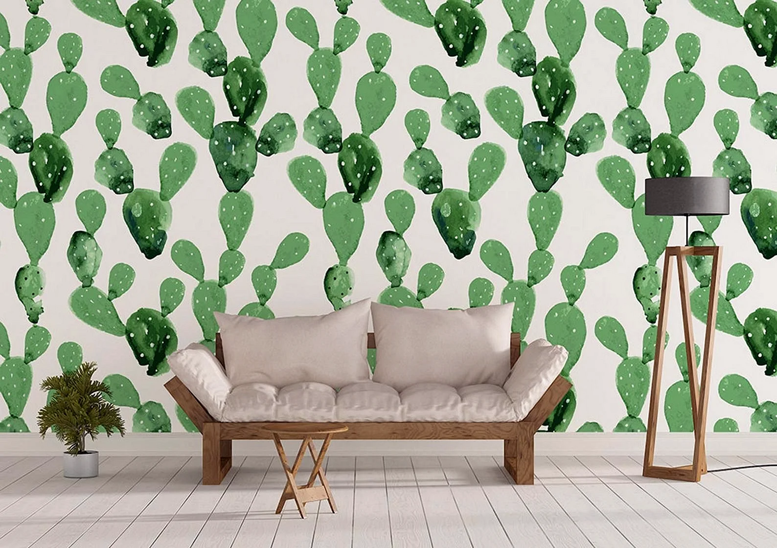 Cactus Theme Wall Wallpaper