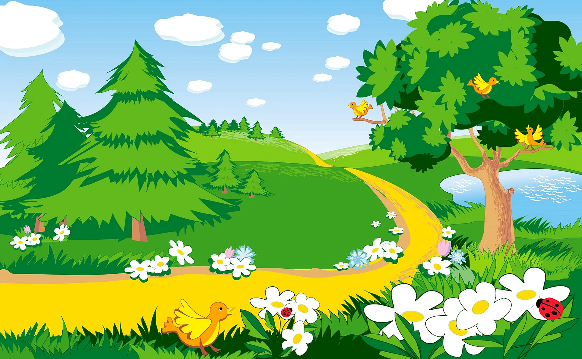Cartoon Forest background Wallpaper