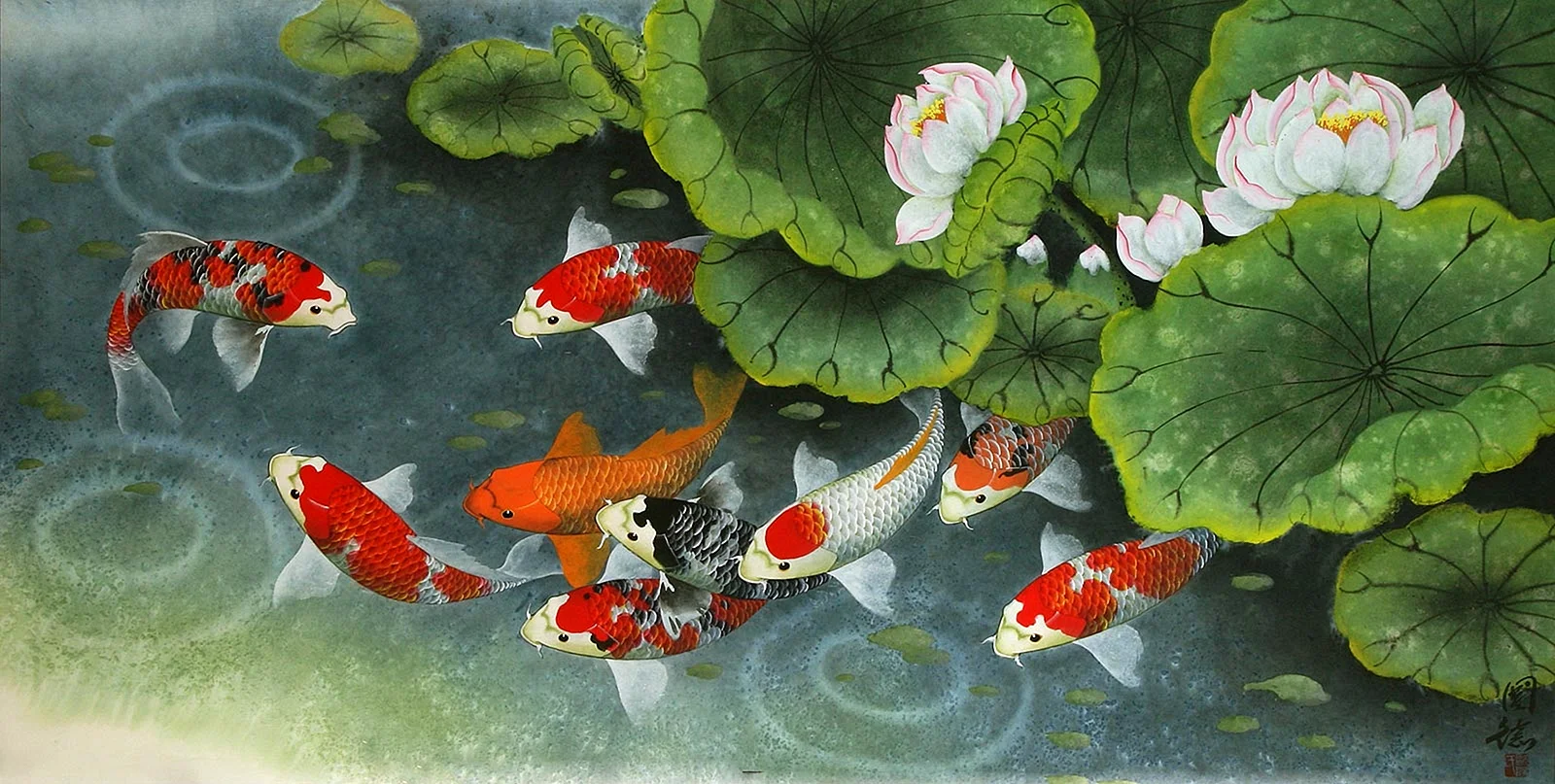 Chinese Koi Fishes Wallpaper