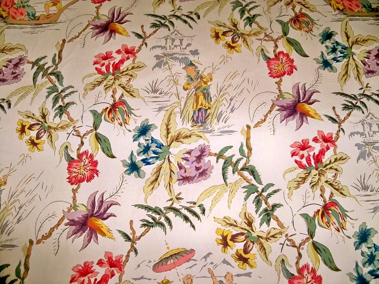 Chinoiserie Fabric Wallpaper