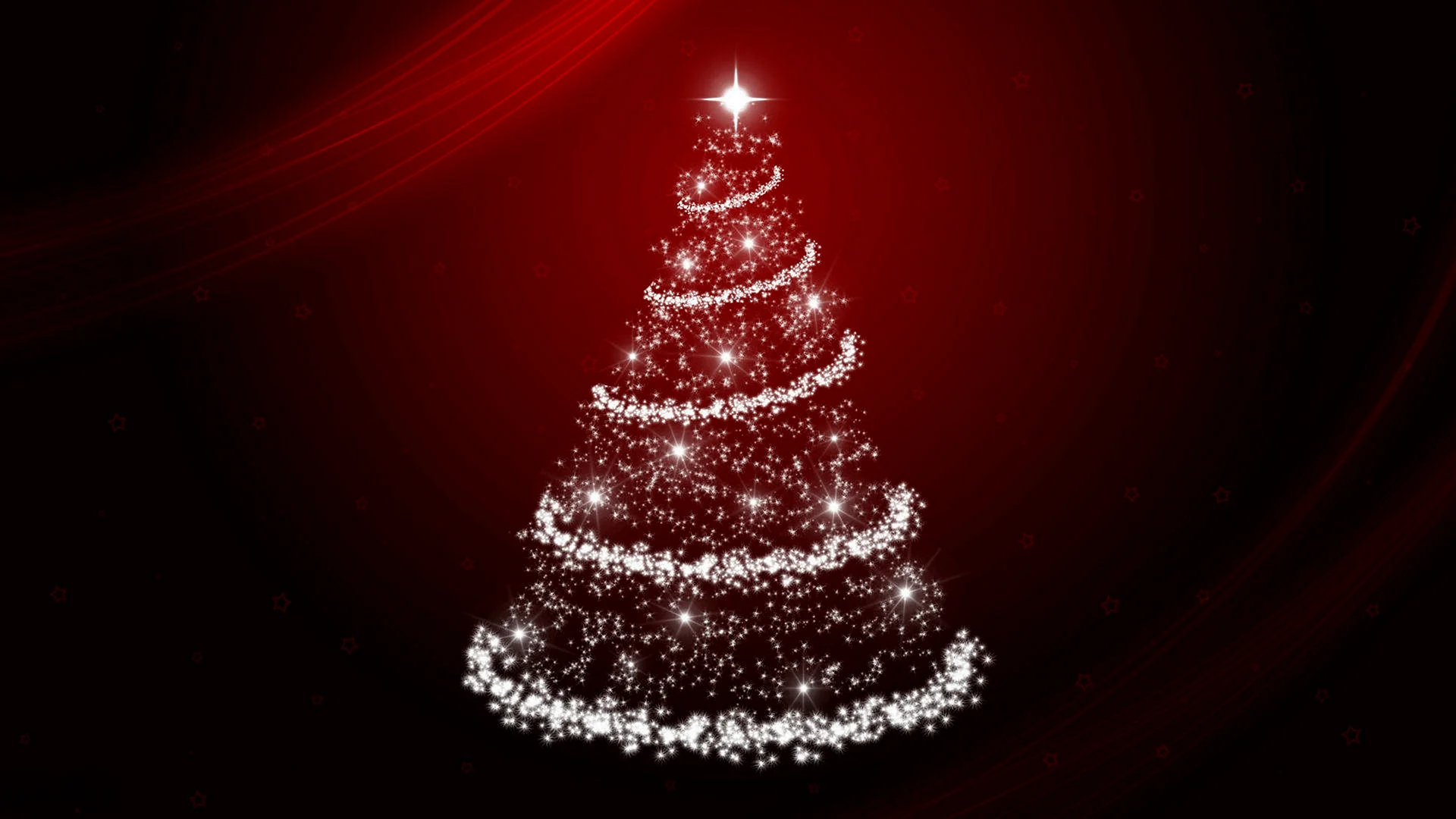 Christmas Tree Red Background Wallpaper