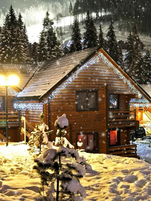 Christmas Village Snow Wallpaper