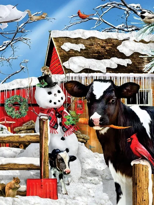 Christmas Winter Cows Wallpaper