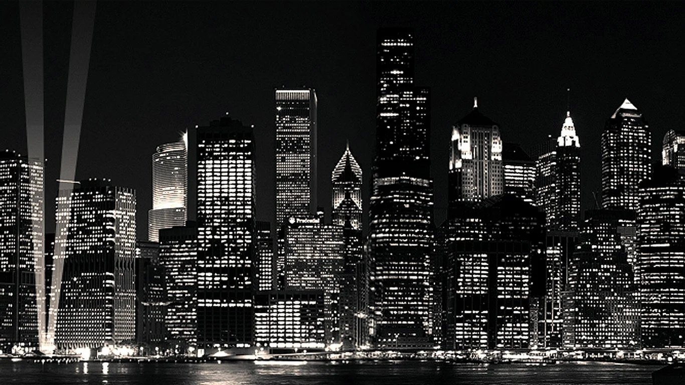 City Skyline Black and White Wallpaper