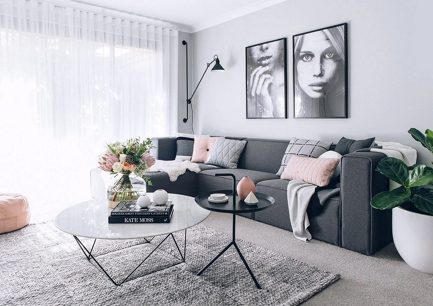 Coffee Table With Grey Couch Wallpaper