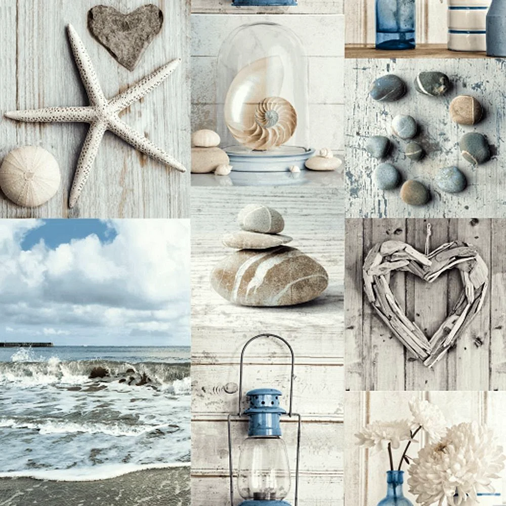 Collages Blue Beach Wallpaper