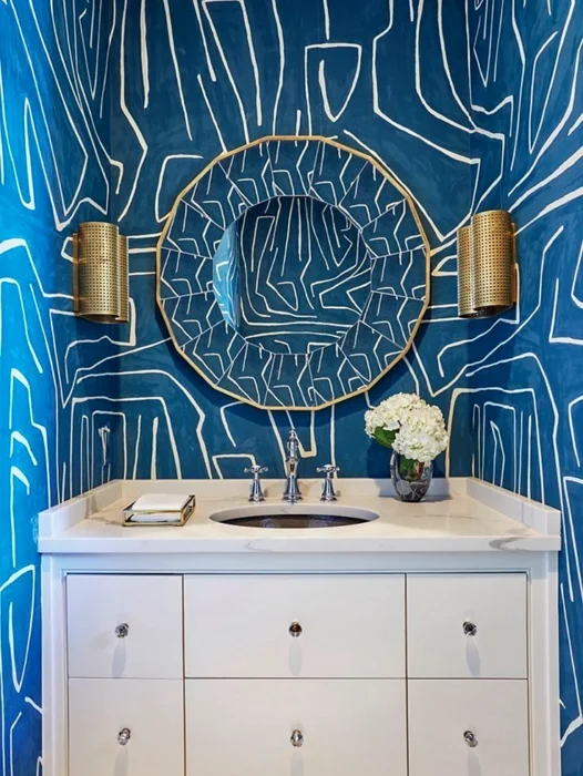 Cool Art on Bathroom Wallpaper