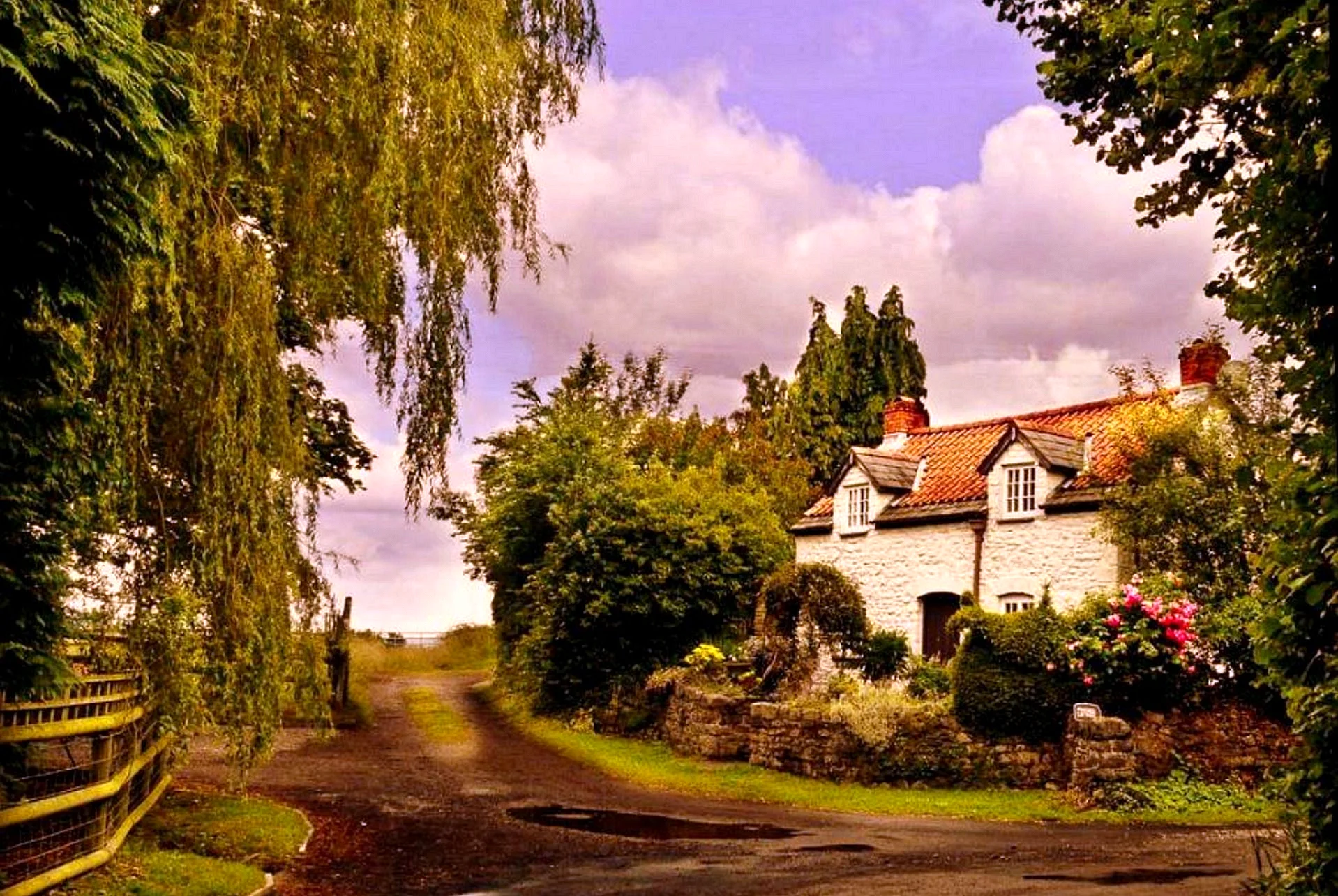 Cottage Rain Wallpaper