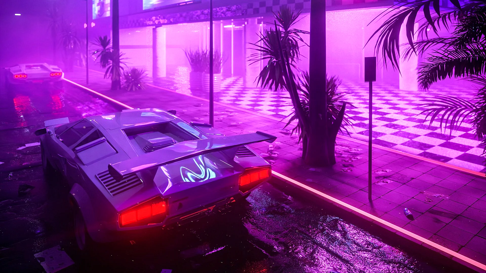 Countach Lamborghini Neon Wallpaper