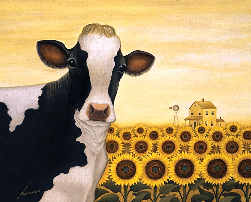 Cow Sunflower Wallpaper