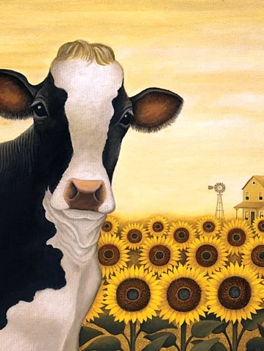 Cow Sunflower Wallpaper