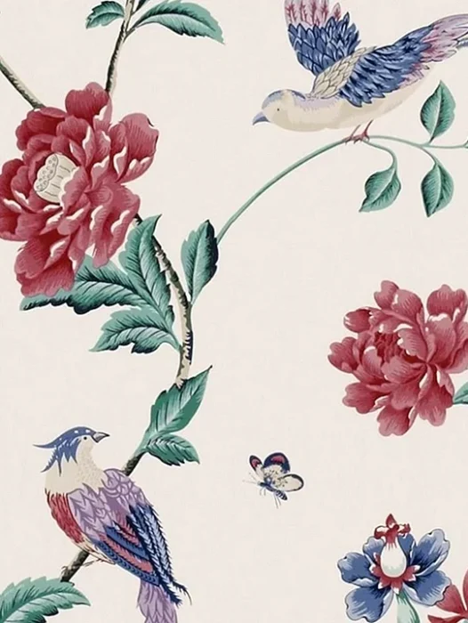 Cranberry Floral Pattern Wallpaper