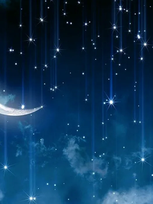 Crescent Moon And Stars Background Wallpaper