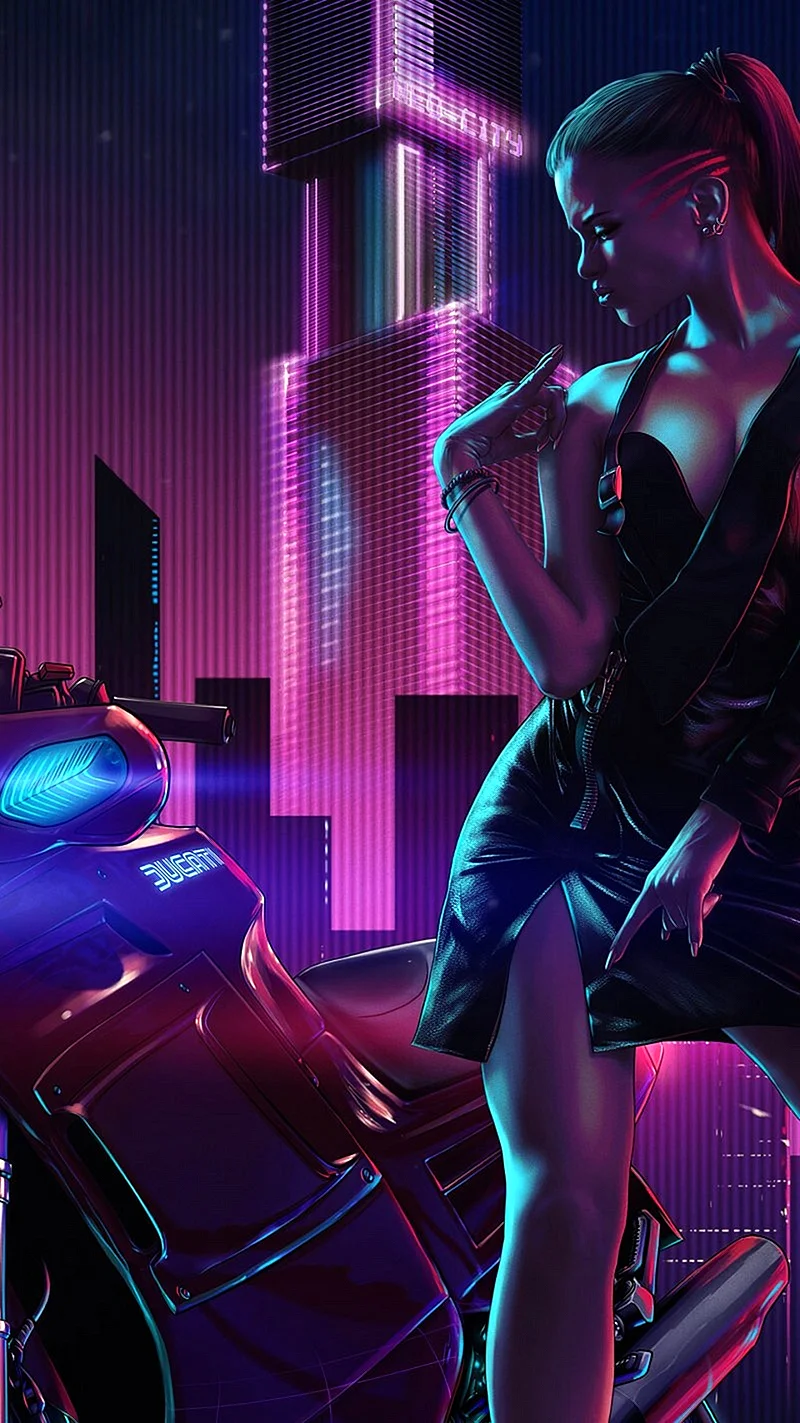 Cyberpunk 2077 Girl Neon Wallpaper For iPhone