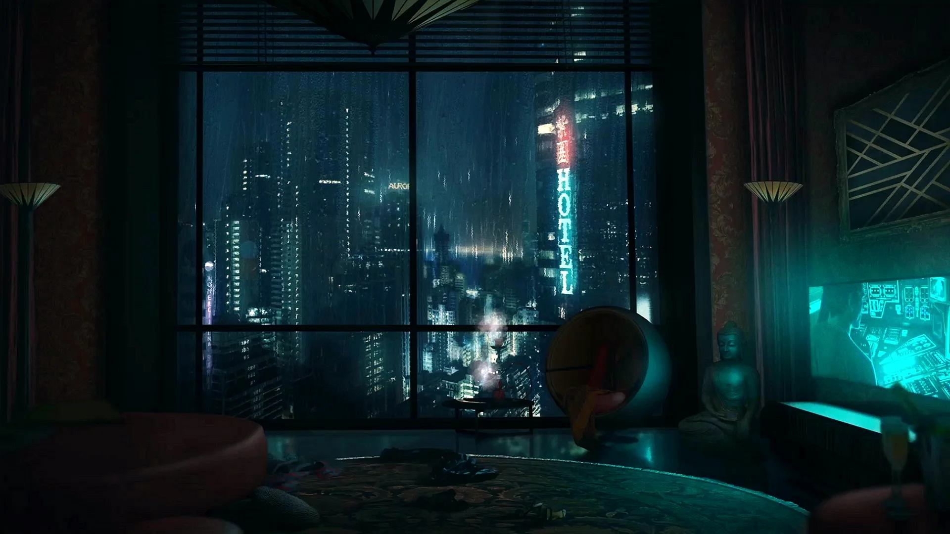 Cyberpunk High Rise Apartment Wallpaper