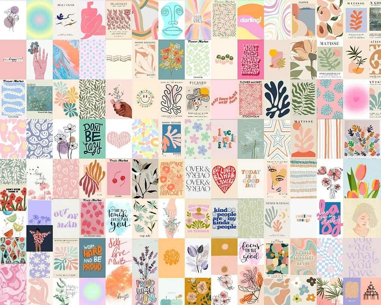 Danish Pastel Aesthetic Wall Collage Kit Wallpaper