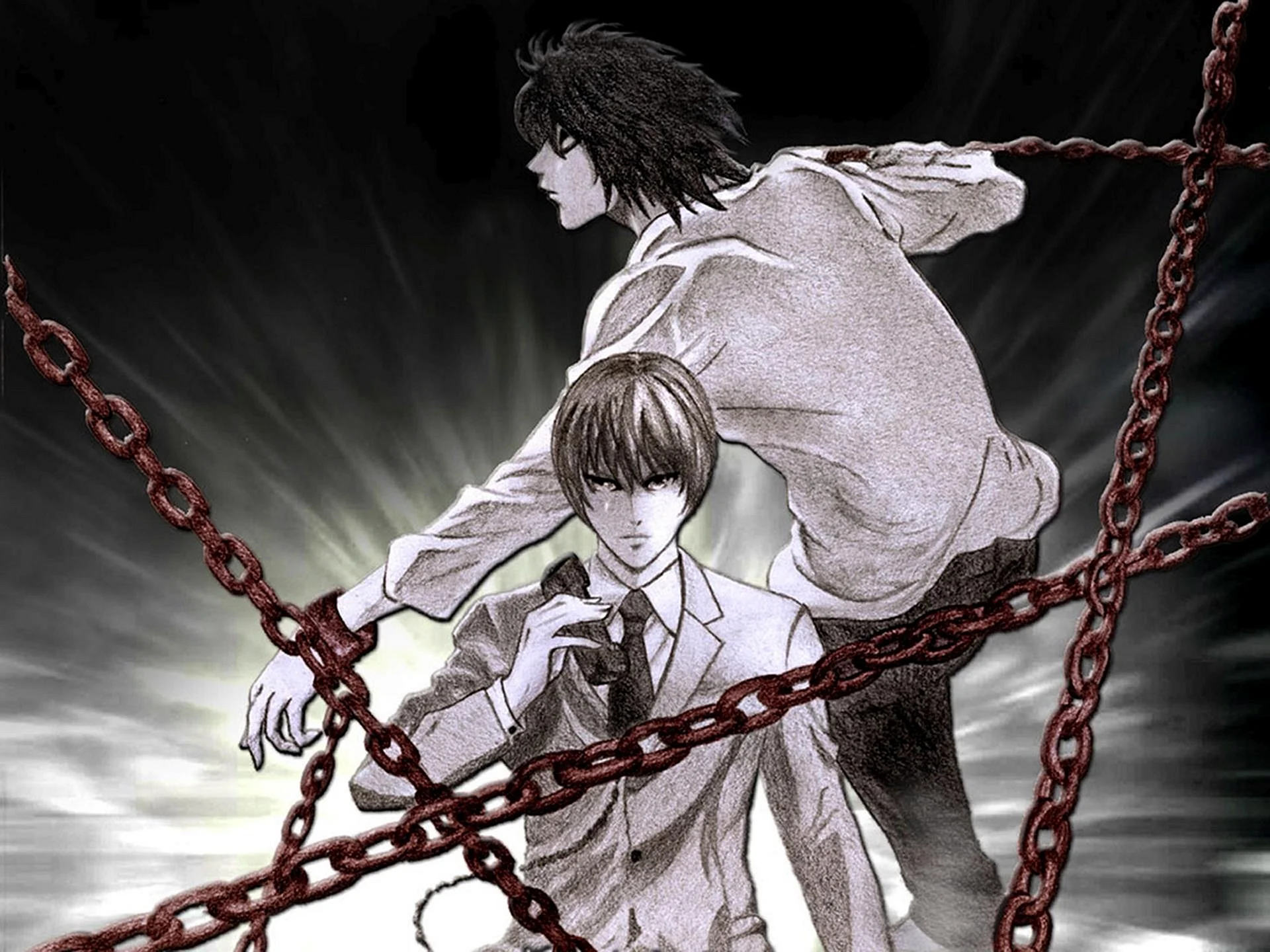 Death Note L And Light Wallpaper