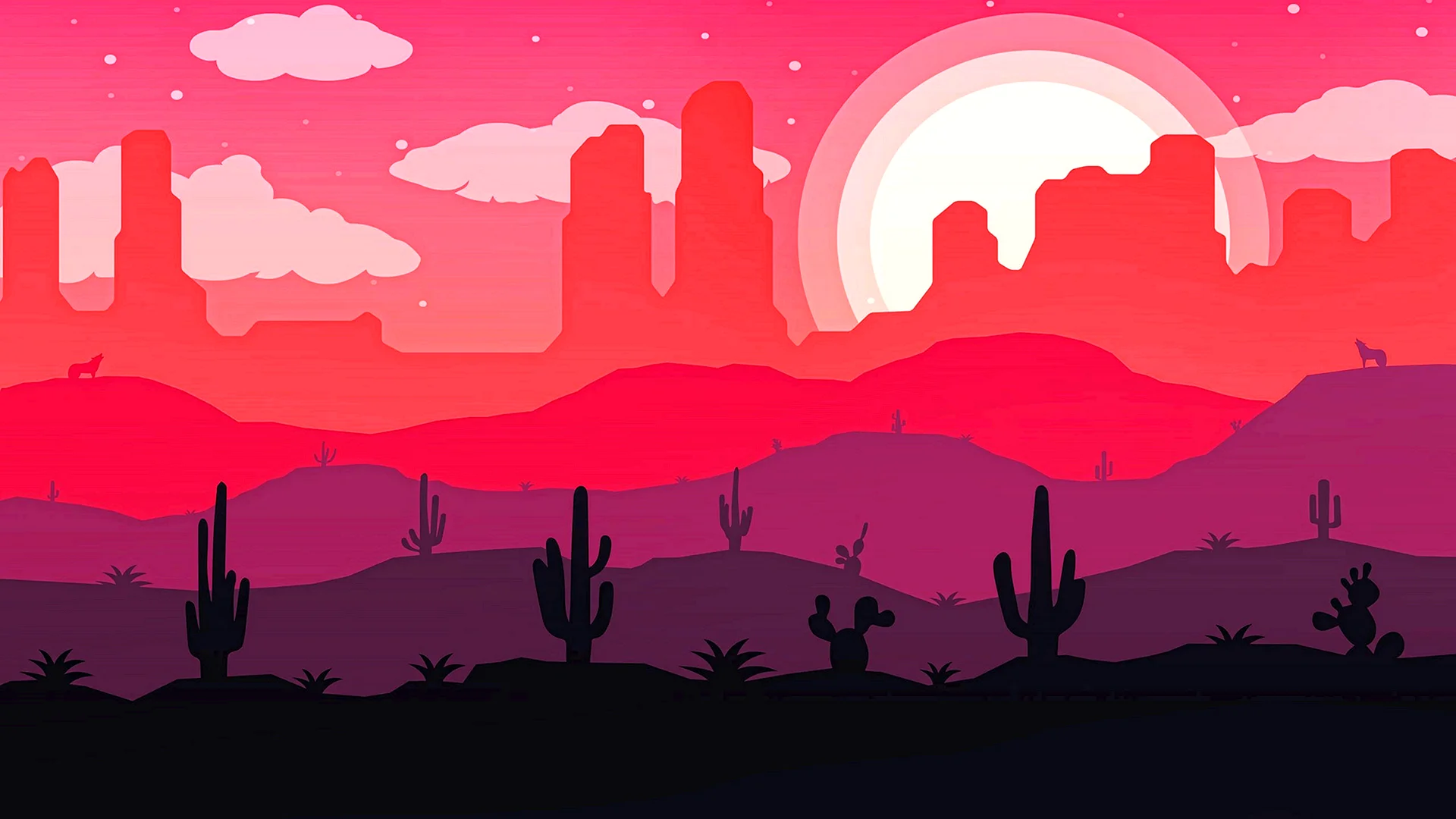 Desert and Cactus vector Wallpaper