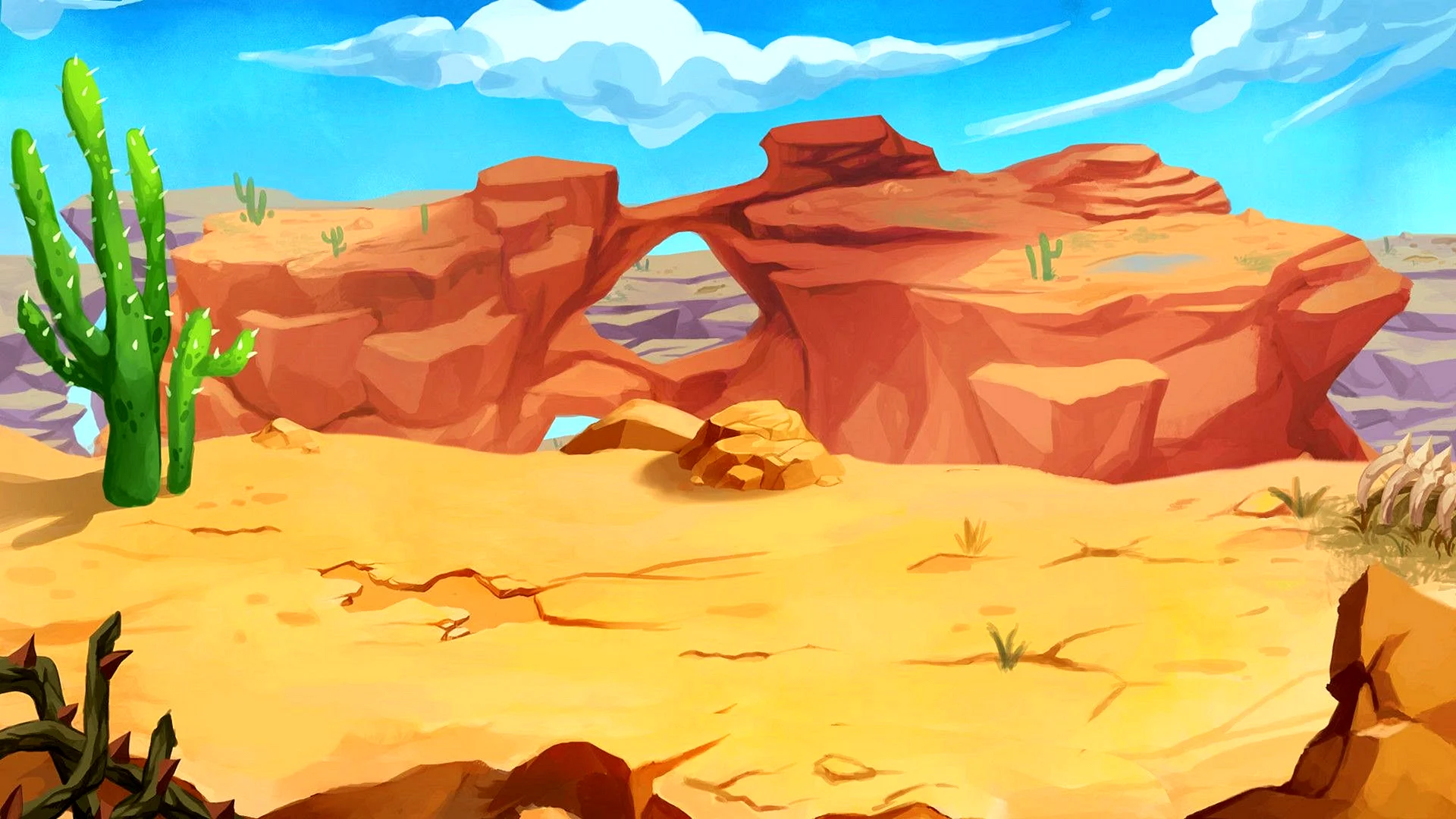 Desert cartoon background Wallpaper