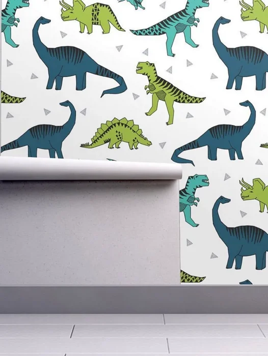 Dinosaur Blue Room Wallpaper
