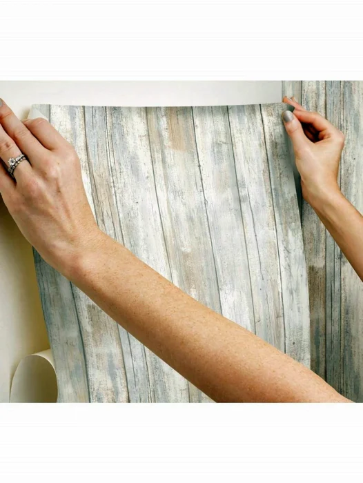 Distressed Wood Plank Roll Wallpaper