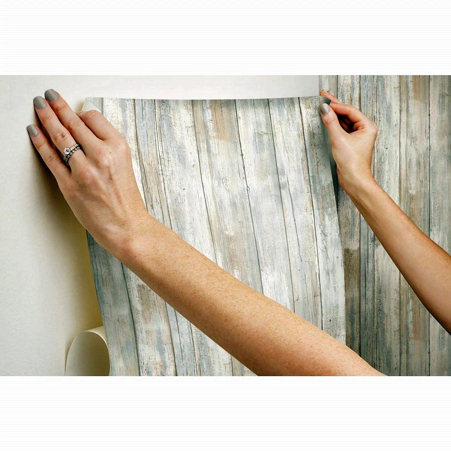 Distressed Wood Plank Roll Wallpaper