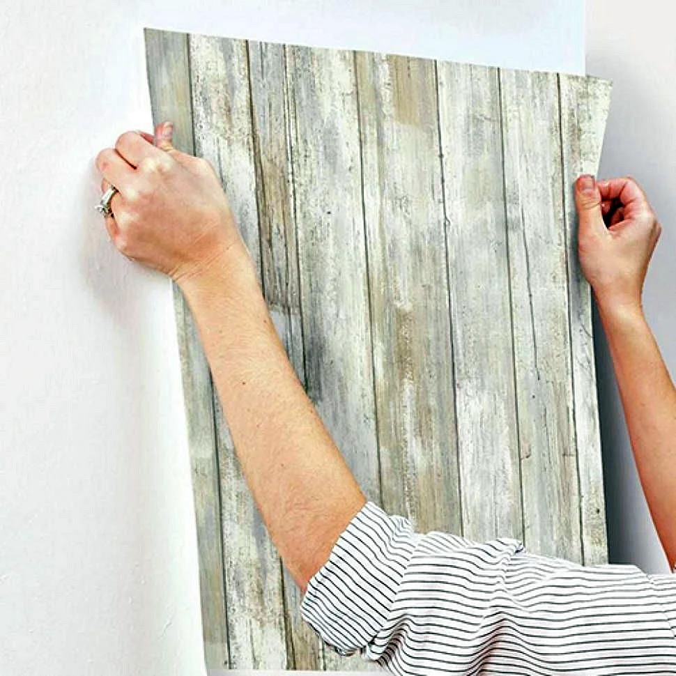 Distressed Wood Plank Roll Wallpaper