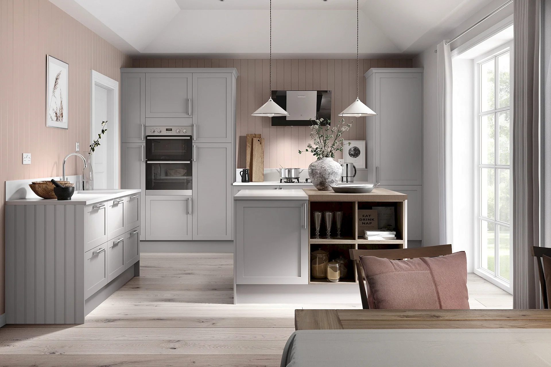 Dove Grey Kitchen Wallpaper