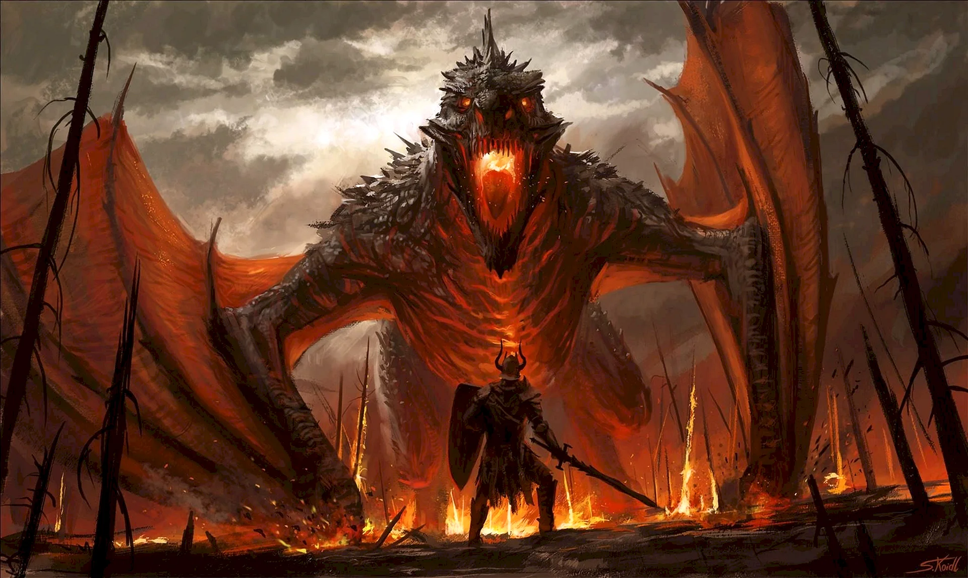 Dragon Vs Knight Wallpaper