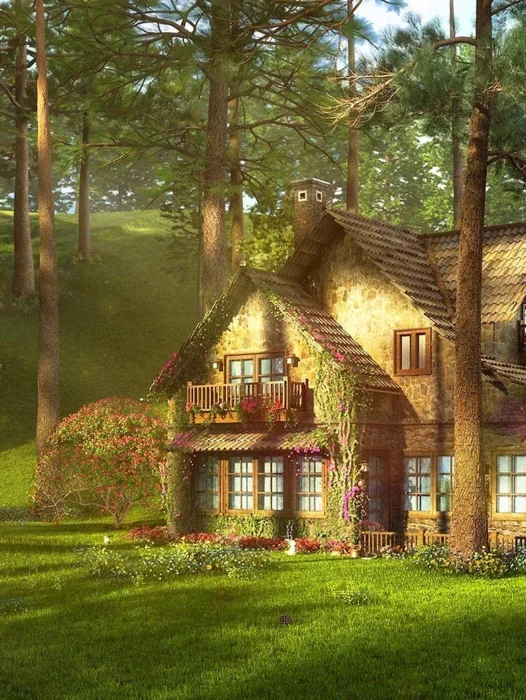 Fairy Tale House in the Forest Wallpaper