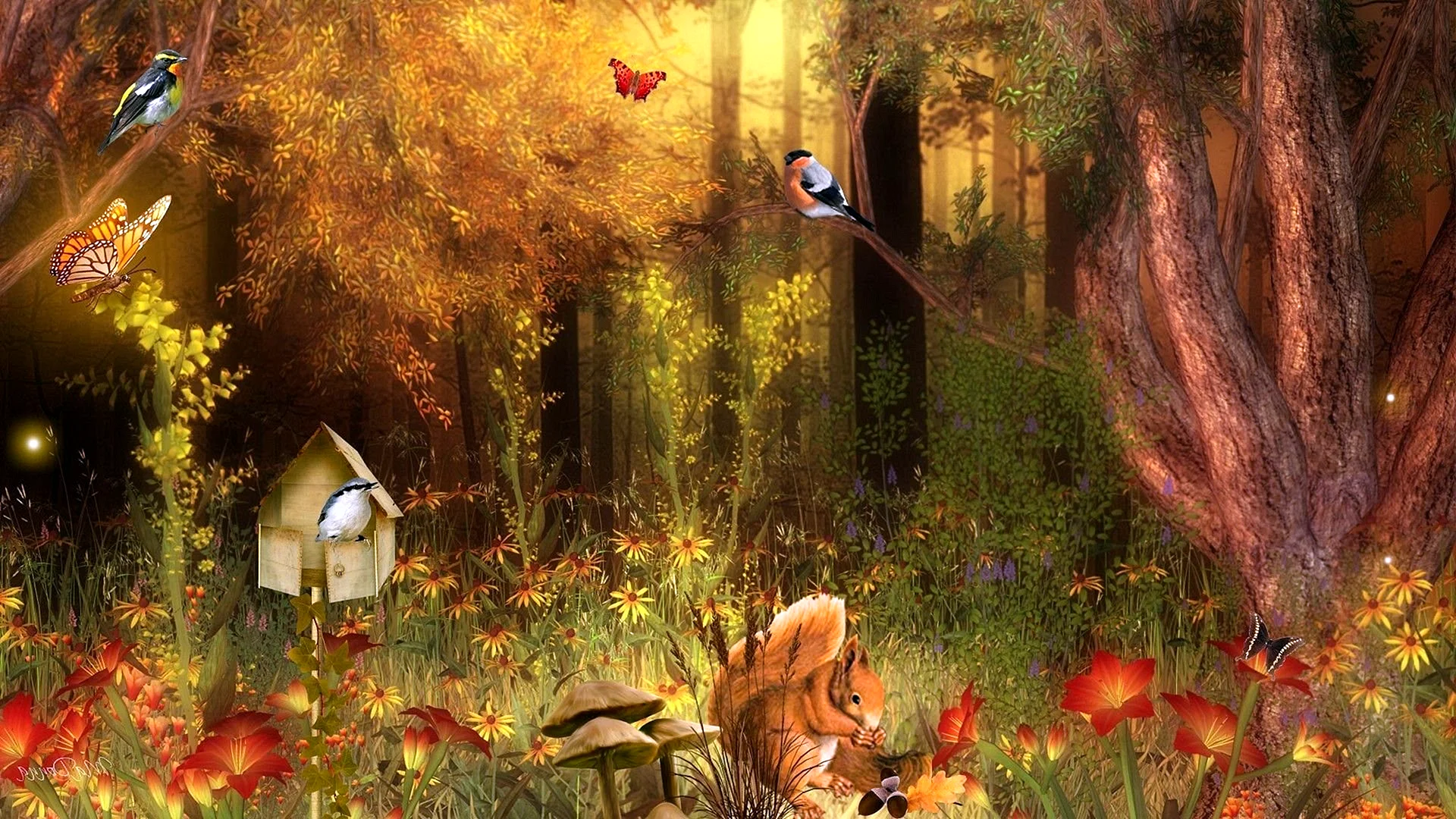 Fairytale Forest Animals Wallpaper