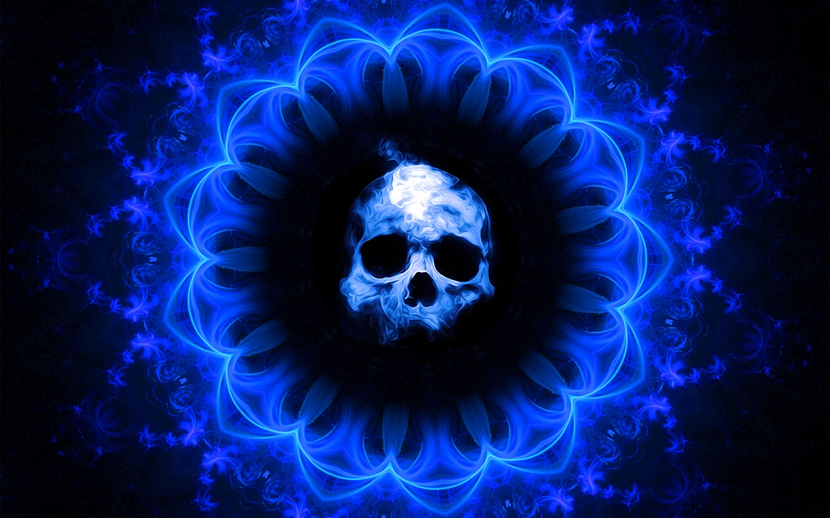 Flaming Blue Skull Wallpaper