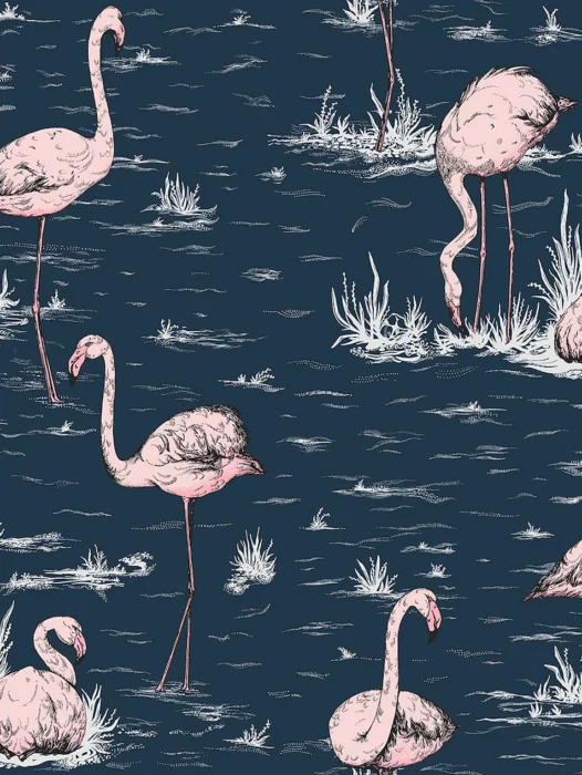 Flamingo And Leaves Pattern Gray Background Wallpaper