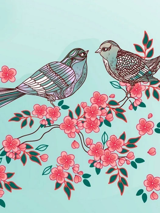 Floral Bird Pattern Wallpaper
