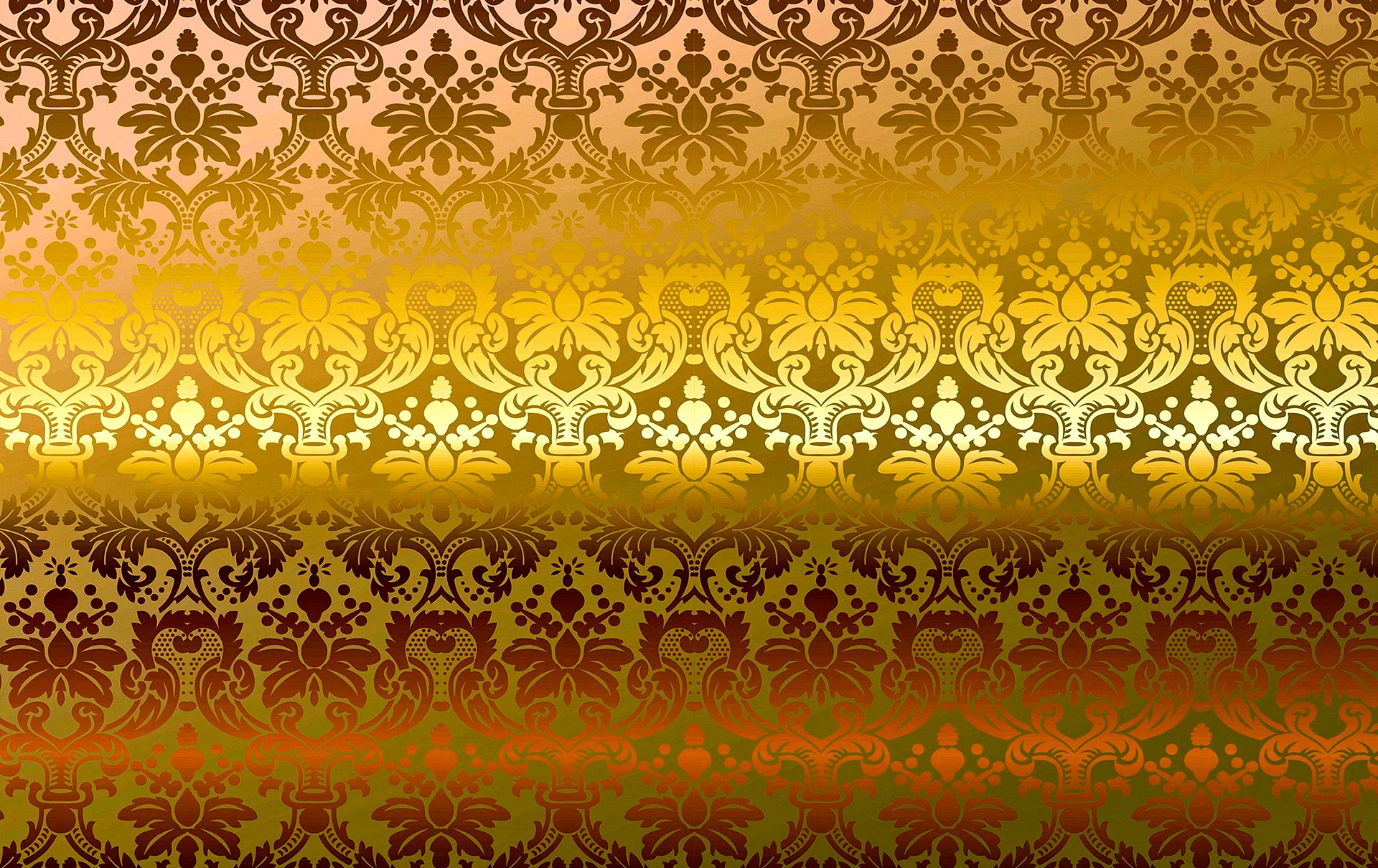 Floral Damask Golden Wallpaper