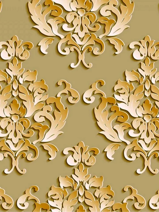 Floral Damask Golden Wallpaper
