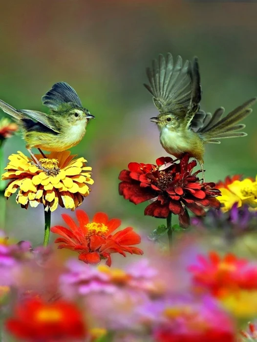 Floral with Bird Wallpaper