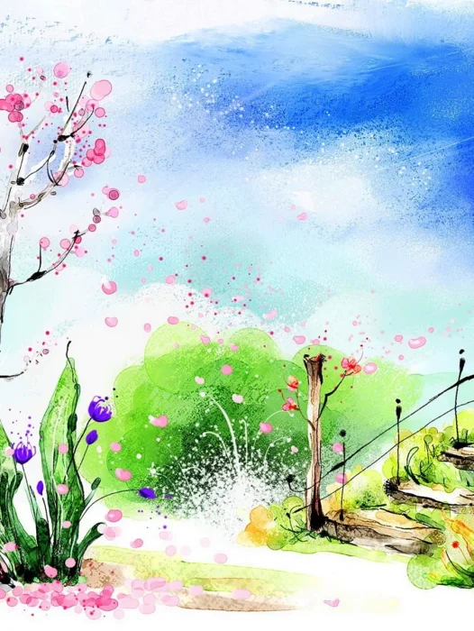 Flower Garden Watercolor Wallpaper