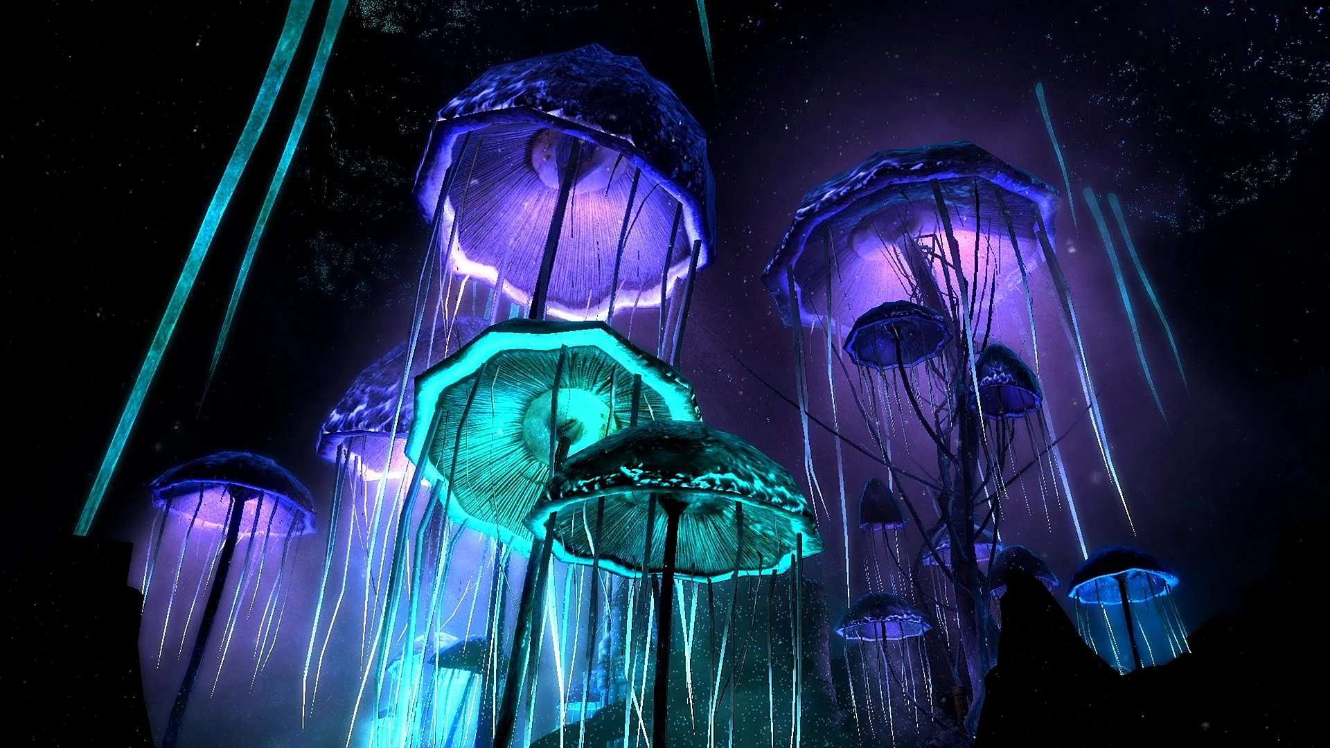 Fluorescent Mushroom Wallpaper