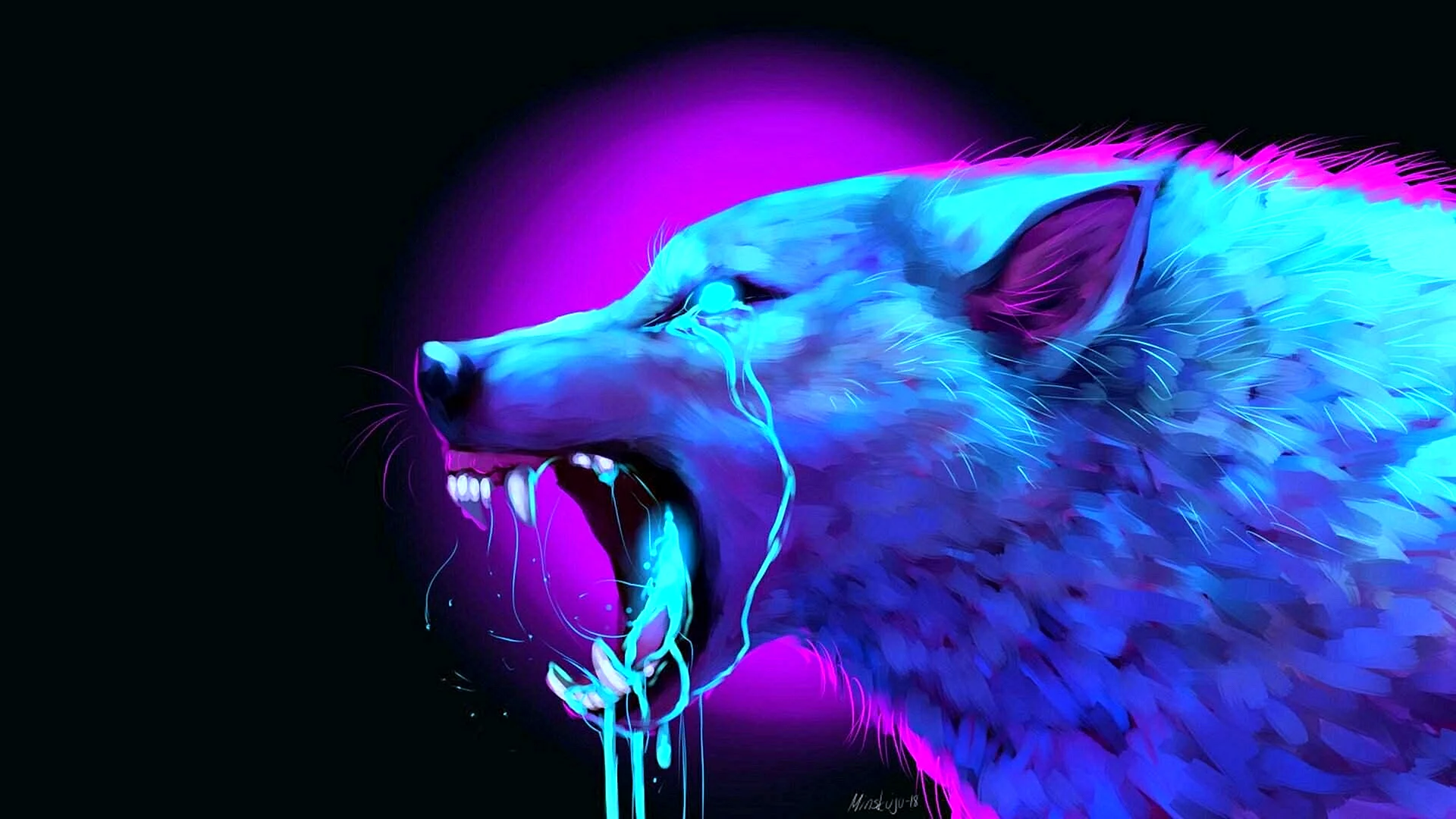 Fluorescent Wolf Wallpaper