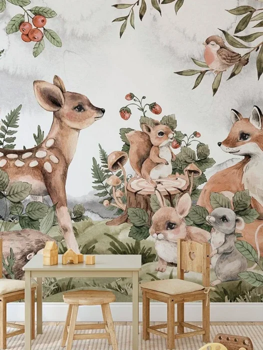 Forest Animals Vintage Wallpaper