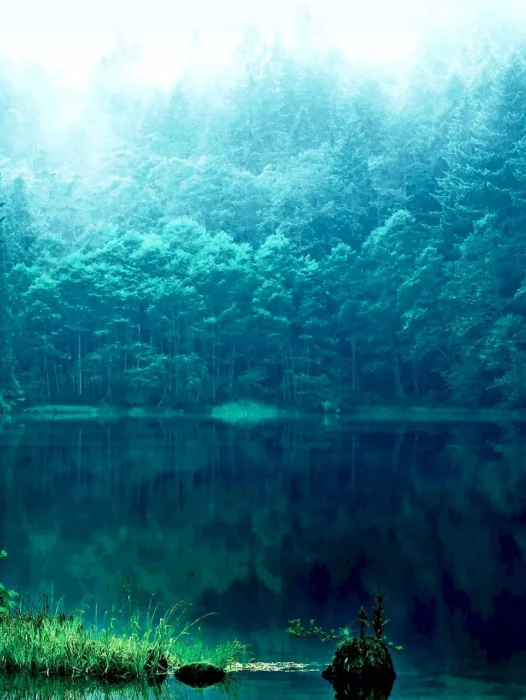 Forest Foggy Lake Wallpaper