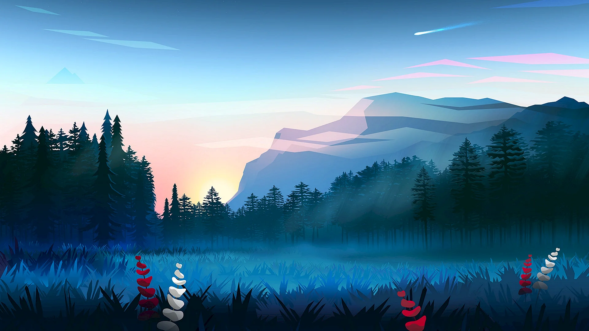 Forest Landscape Illustration Wallpaper