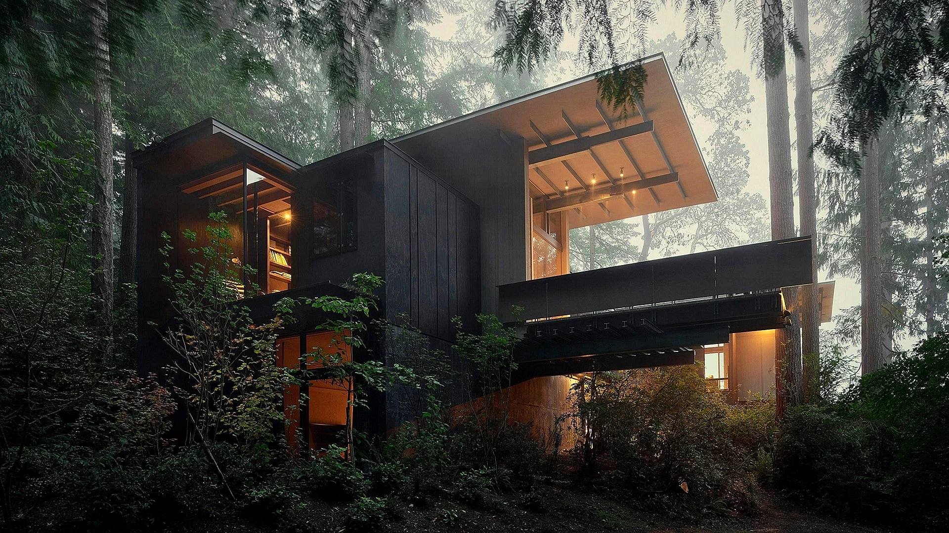 Forest Modern House Wallpaper