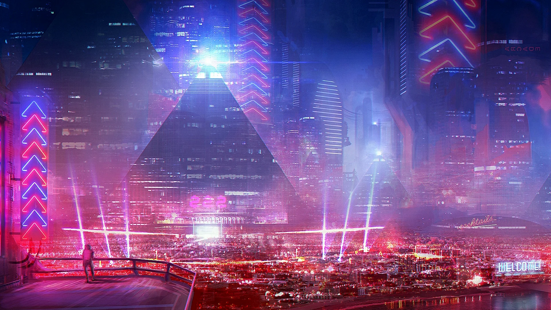 Future City Neon Wallpaper