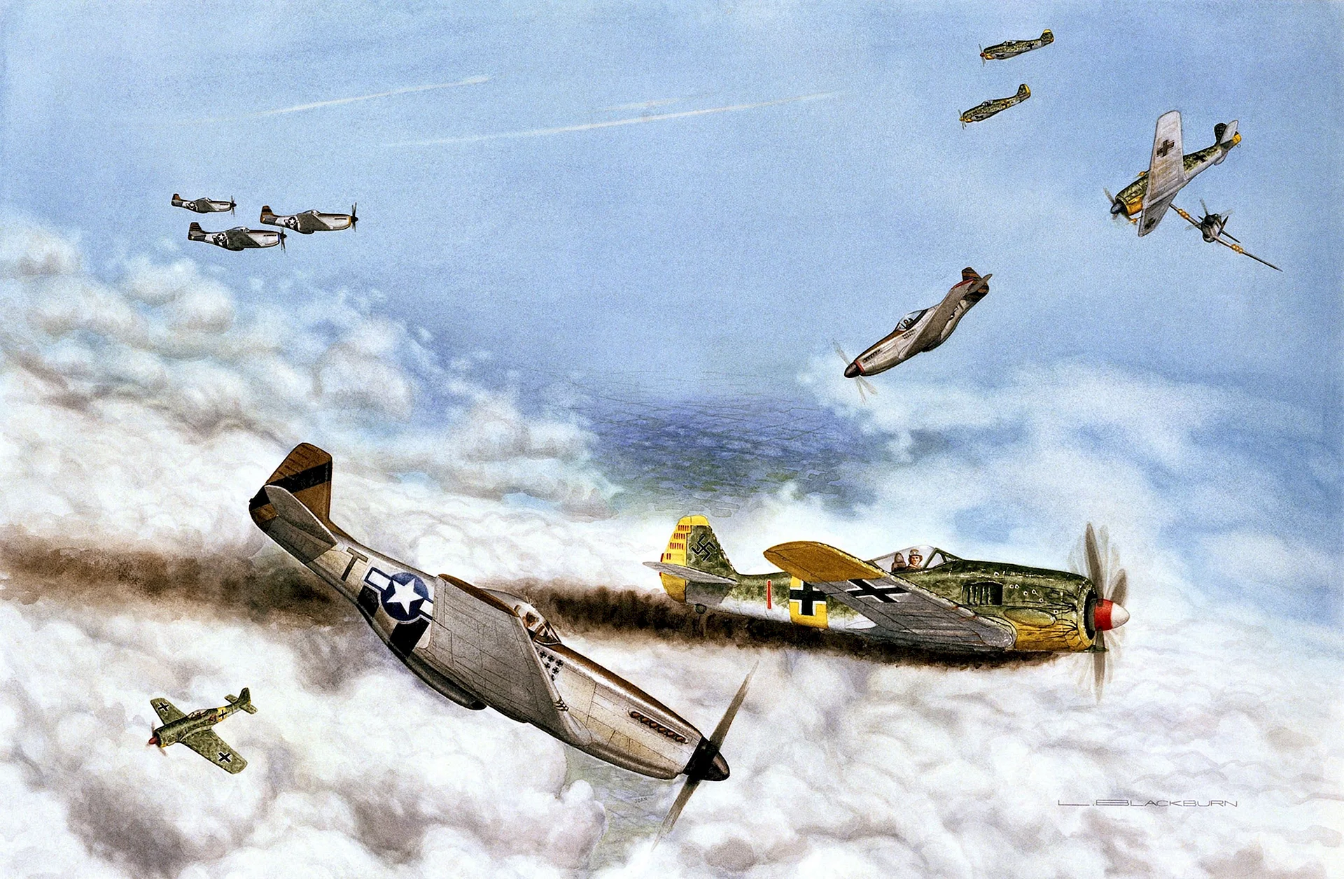 Fw190 Attacks B17 Wallpaper