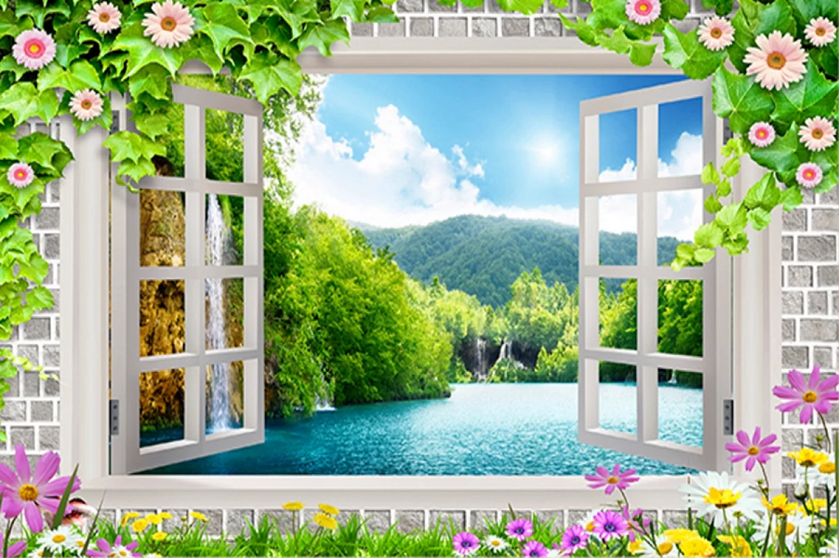 Garden Window View Wallpaper