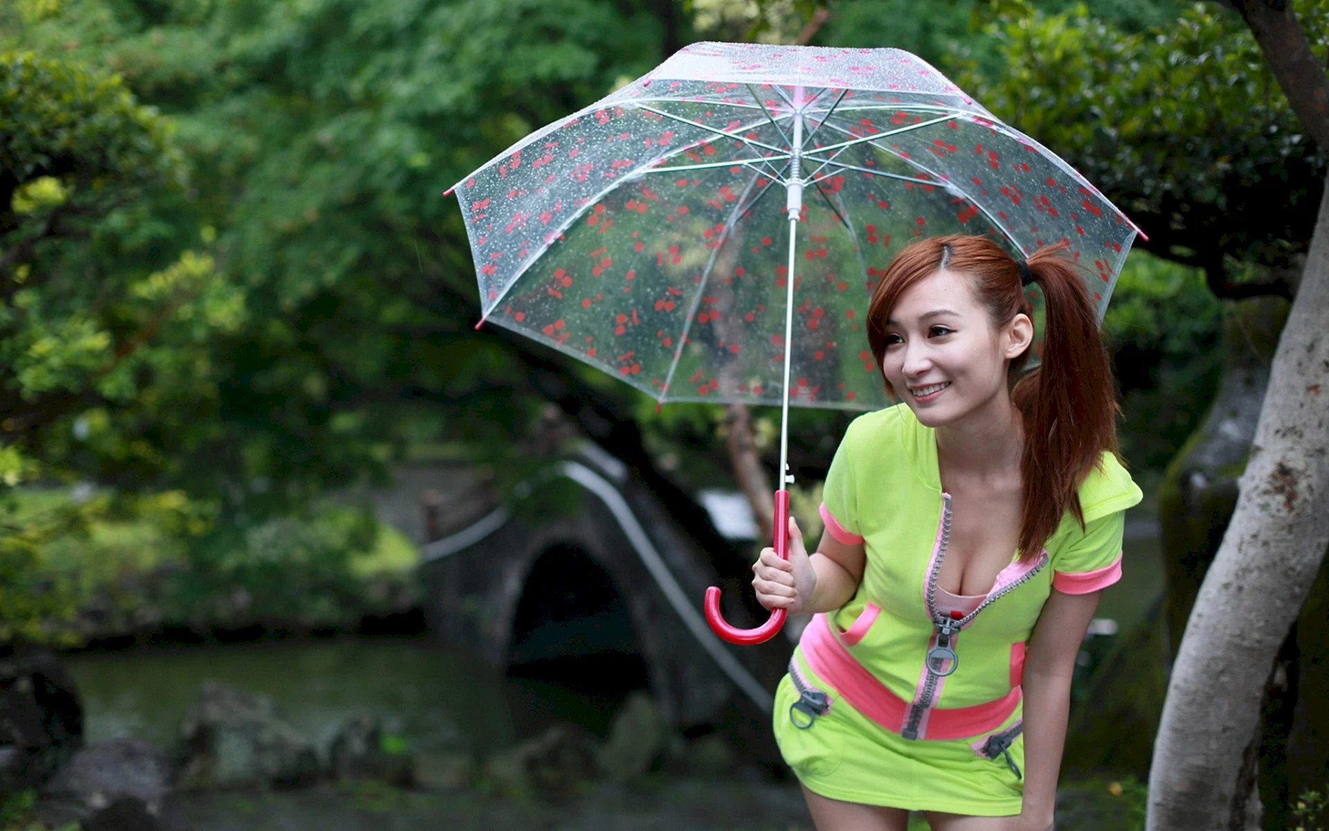 Girl With Umbrella Wallpaper